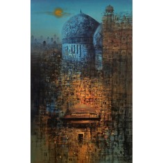 A. Q. Arif, 25 x 42 Inch, Oil on Canvas, Cityscape Painting, AC-AQ-532